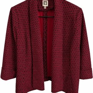 Anne Klein Red and Black Patterned Blazer